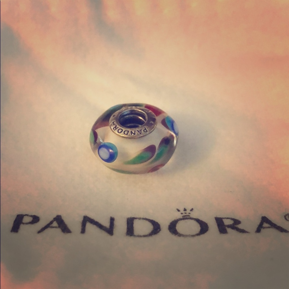 Authentic PANDORA color swirl glass bead charm